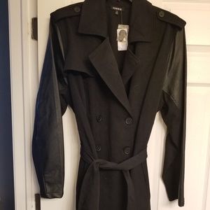 Torrid Black Trench Coat w/ "leather" Sleeves